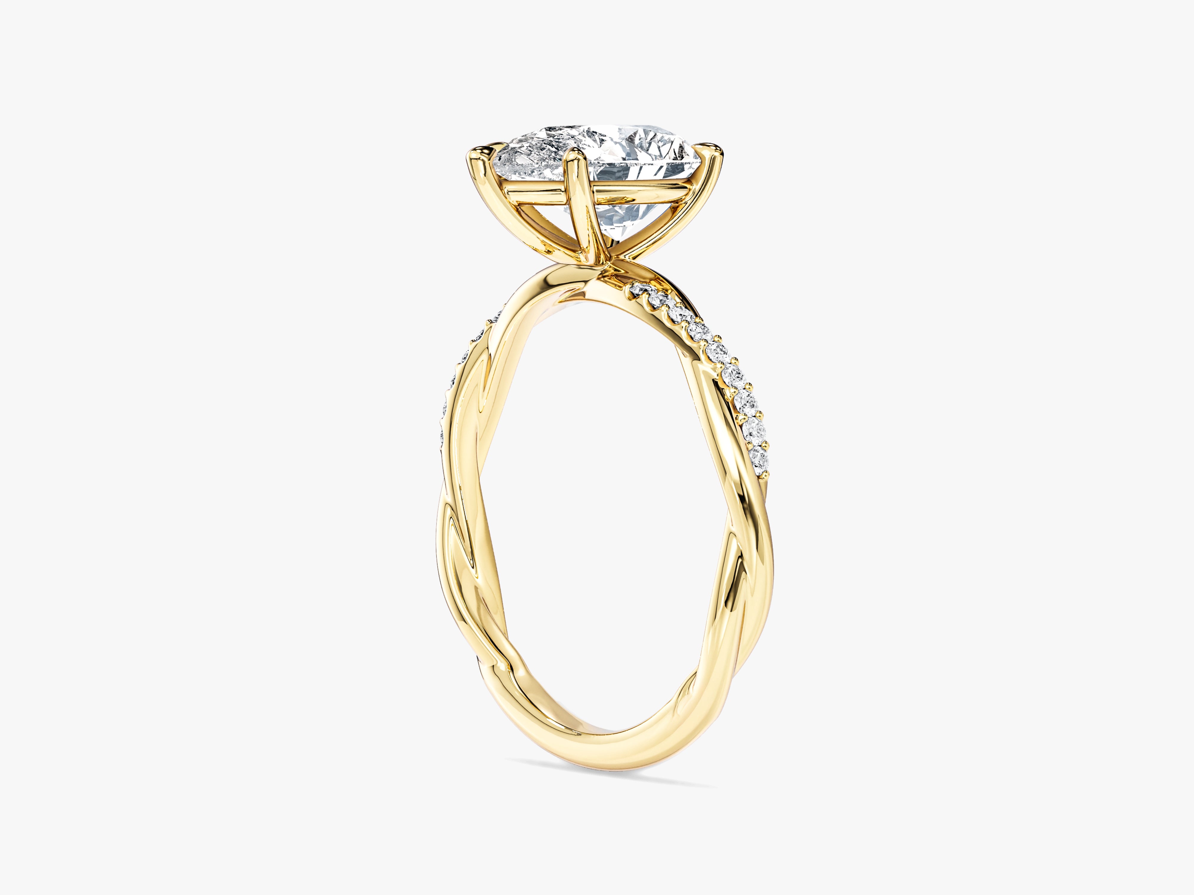 Pear Twisted Lab Grown Diamond Engagement Ring with Pave Set Side Stones (2.00 CT)