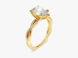 Pear Twisted Moissanite Engagement Ring with Pave Set Side Stones (2.00 CT)