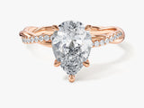 Pear Twisted Lab Grown Diamond Engagement Ring with Pave Set Side Stones (2.00 CT)