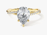 Pear Twisted Lab Grown Diamond Engagement Ring with Pave Set Side Stones (2.00 CT)