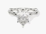 Pear Twisted Lab Grown Diamond Engagement Ring with Pave Set Side Stones (3.00 CT)
