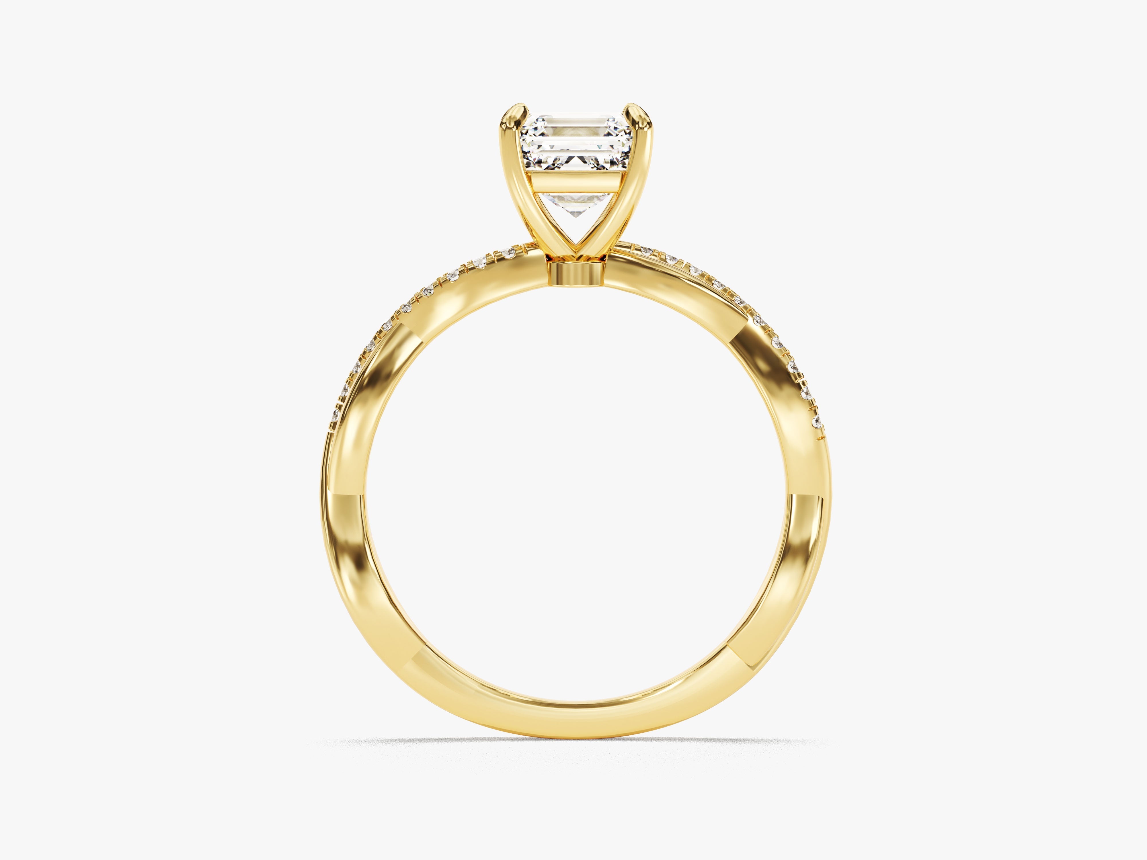 Asscher Twisted Diamond Engagement Ring with Pave Set Side Stones (1.00 CT)