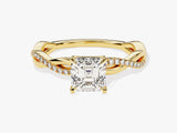 Asscher Twisted Moissanite Engagement Ring with Pave Set Side Stones (1.00 CT)