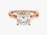 Asscher Twisted Diamond Engagement Ring with Pave Set Side Stones (3.00 CT)