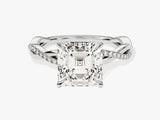 Asscher Twisted Diamond Engagement Ring with Pave Set Side Stones (3.00 CT)