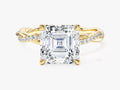 Asscher Twisted Lab Grown Diamond Engagement Ring with Pave Set Side Stones (3.00 CT)