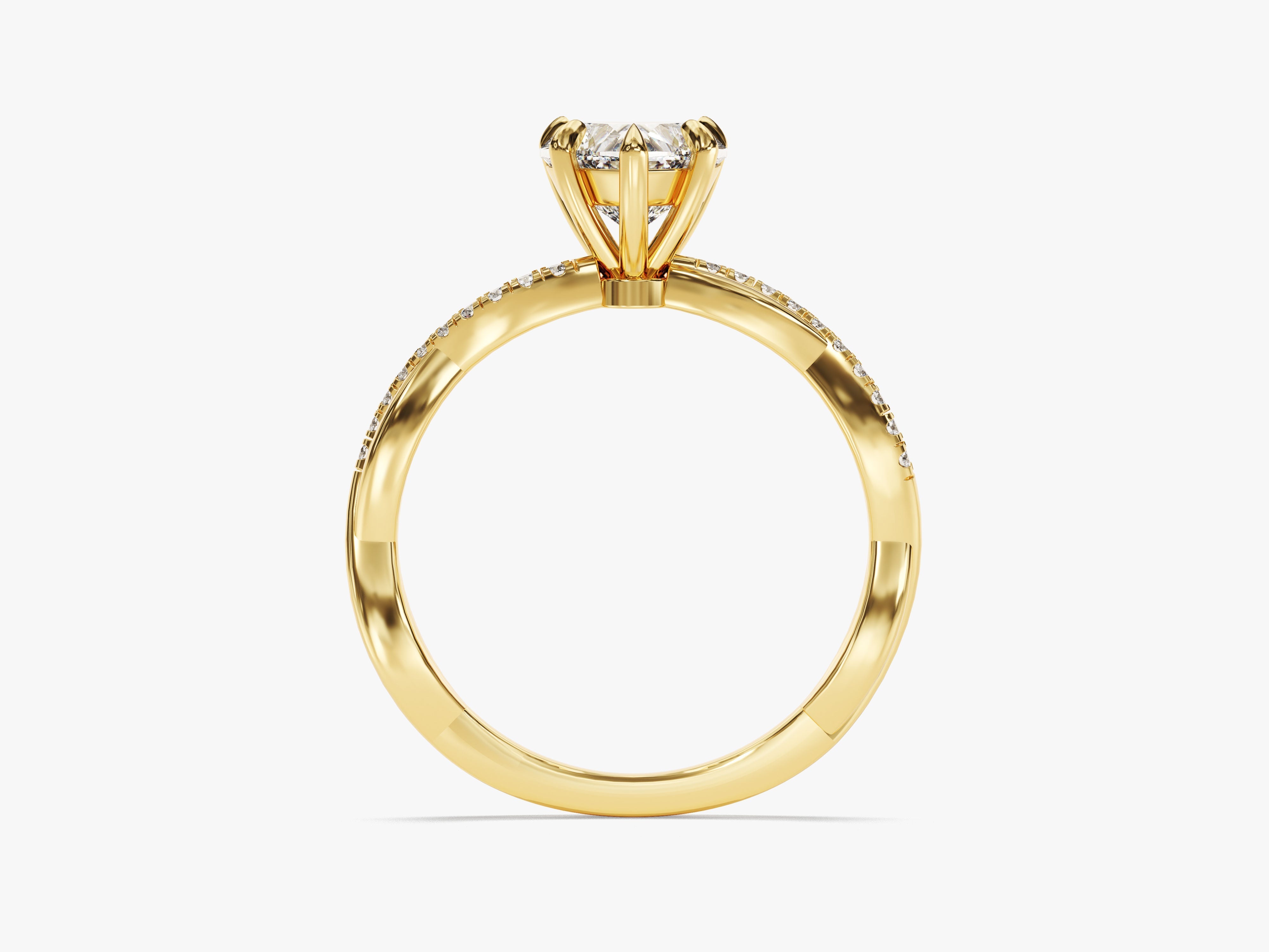 Heart Twisted Diamond Engagement Ring with Pave Set Side Stones (1.00 CT)