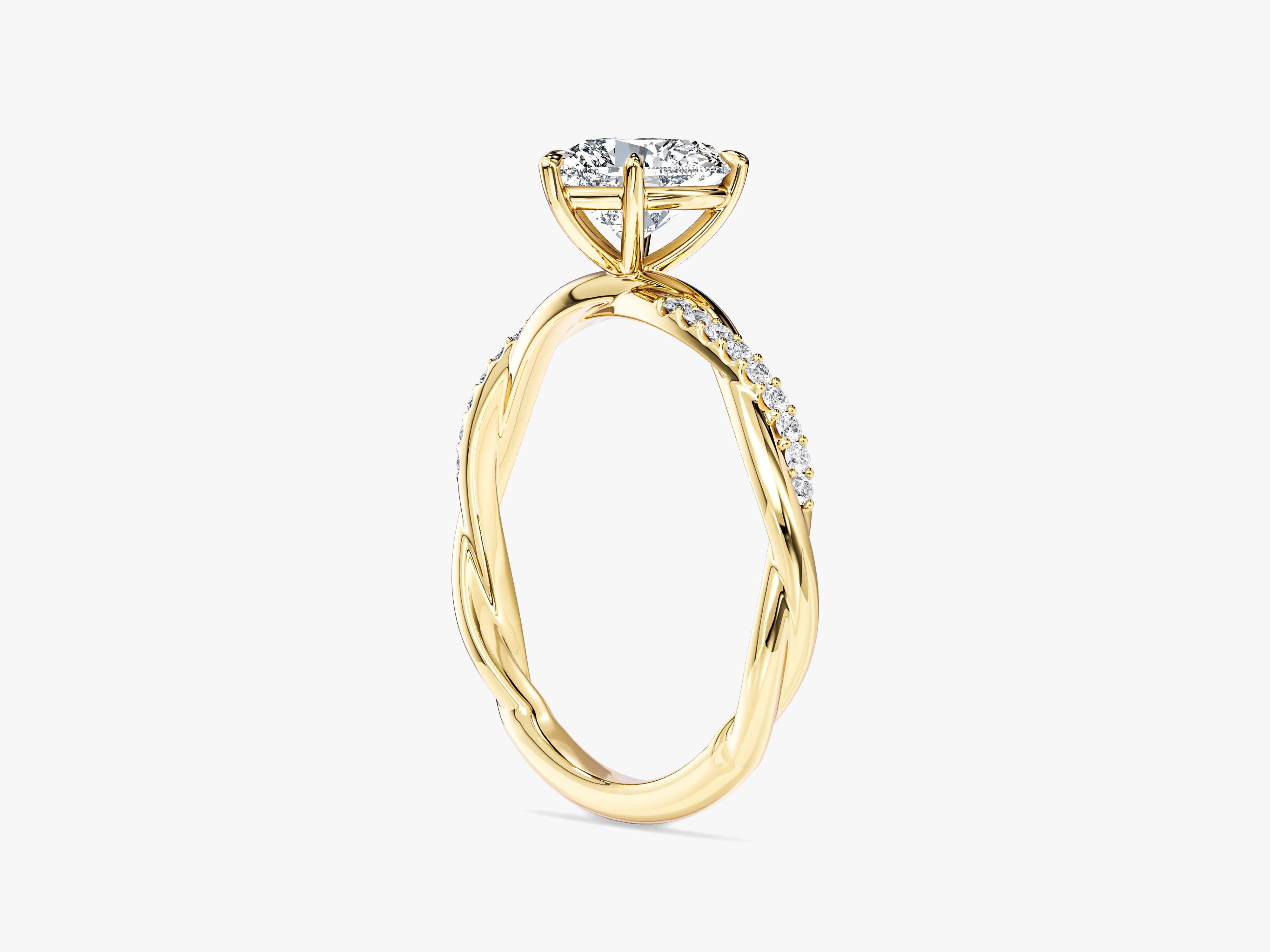 Heart Twisted Lab Grown Diamond Engagement Ring with Pave Set Side Stones (1.00 CT)