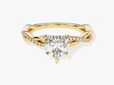 Heart Twisted Moissanite Engagement Ring with Pave Set Side Stones (1.00 CT)