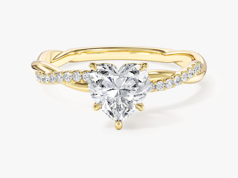 Heart Twisted Moissanite Engagement Ring with Pave Set Side Stones (1.00 CT)