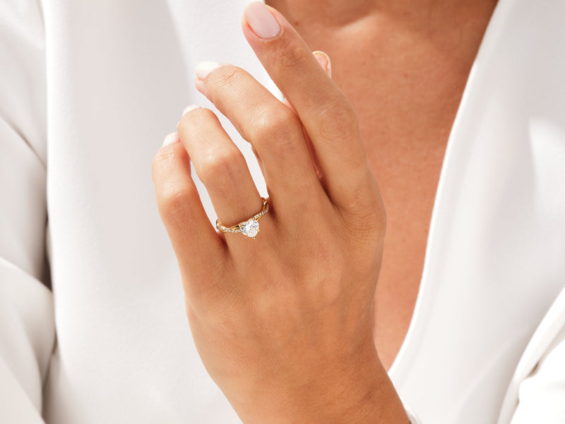 Heart Twisted Diamond Engagement Ring with Pave Set Side Stones (1.00 CT)