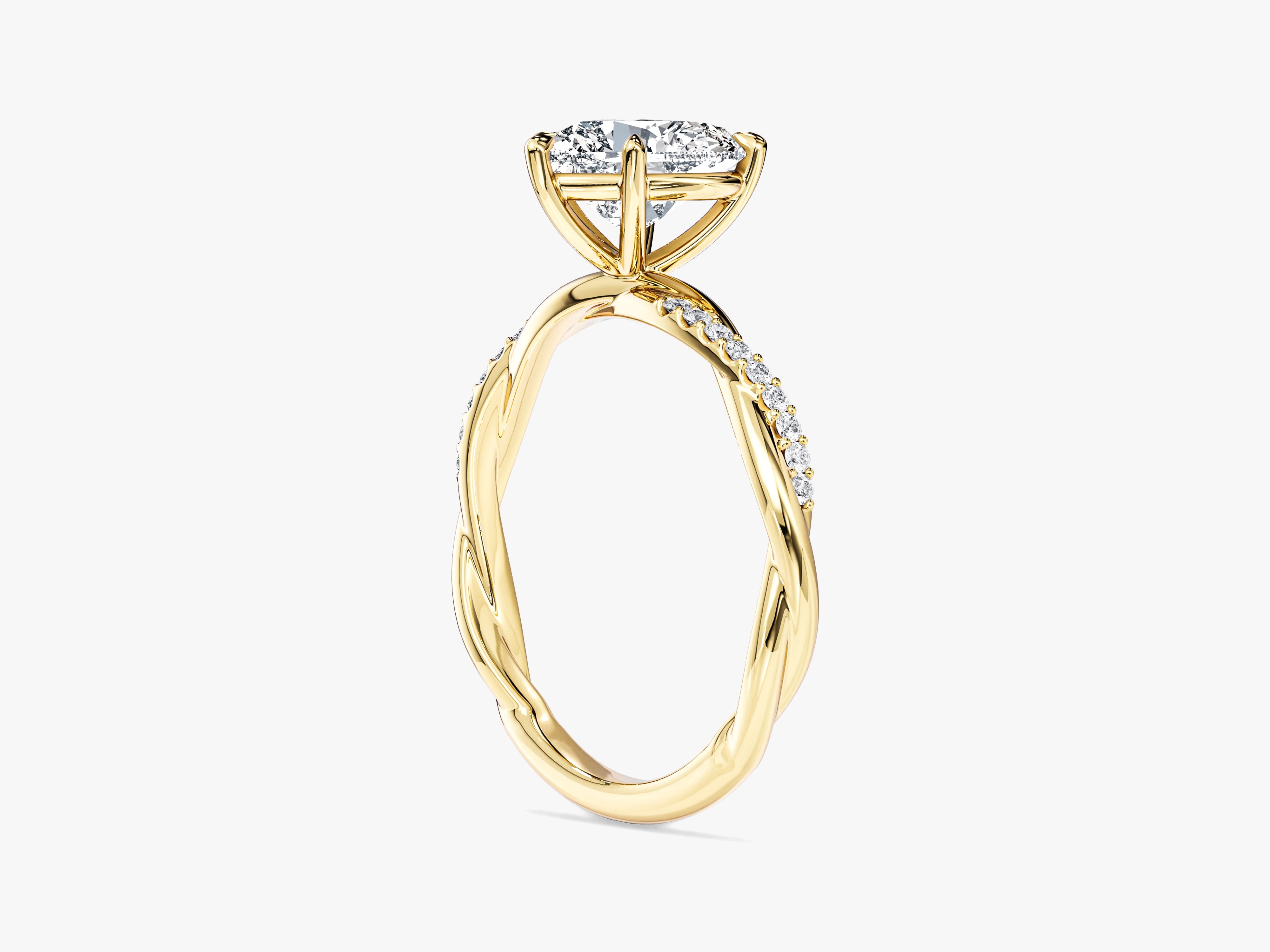 Heart Twisted Lab Grown Diamond Engagement Ring with Pave Set Side Stones (1.50 CT)