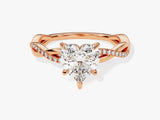 Heart Twisted Diamond Engagement Ring with Pave Set Side Stones (1.50 CT)