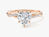 Heart Twisted Lab Grown Diamond Engagement Ring with Pave Set Side Stones (1.50 CT)