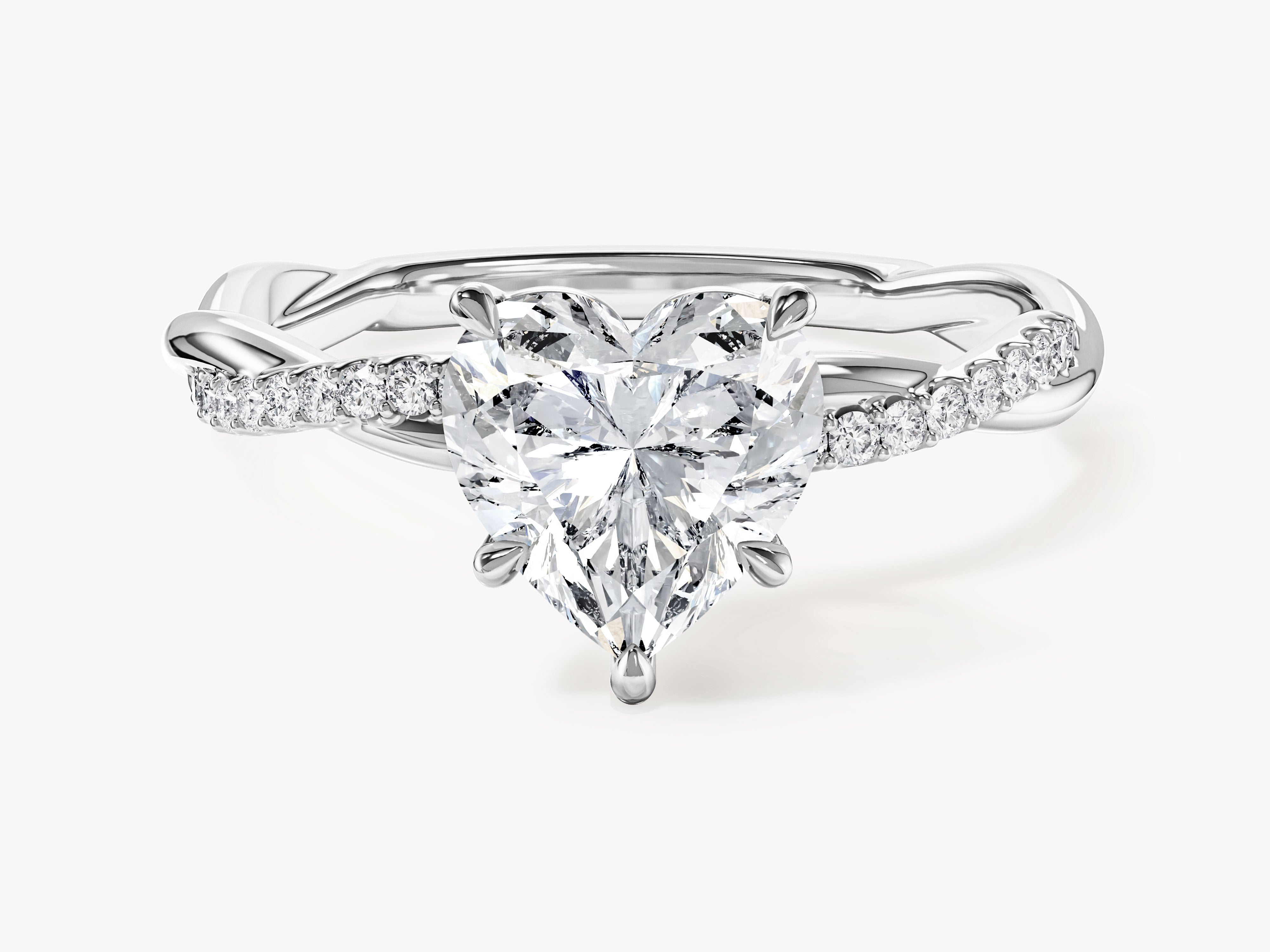 Heart Twisted Moissanite Engagement Ring with Pave Set Side Stones (1.50 CT)