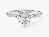 Heart Twisted Lab Grown Diamond Engagement Ring with Pave Set Side Stones (1.50 CT)