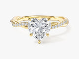Heart Twisted Lab Grown Diamond Engagement Ring with Pave Set Side Stones (1.50 CT)