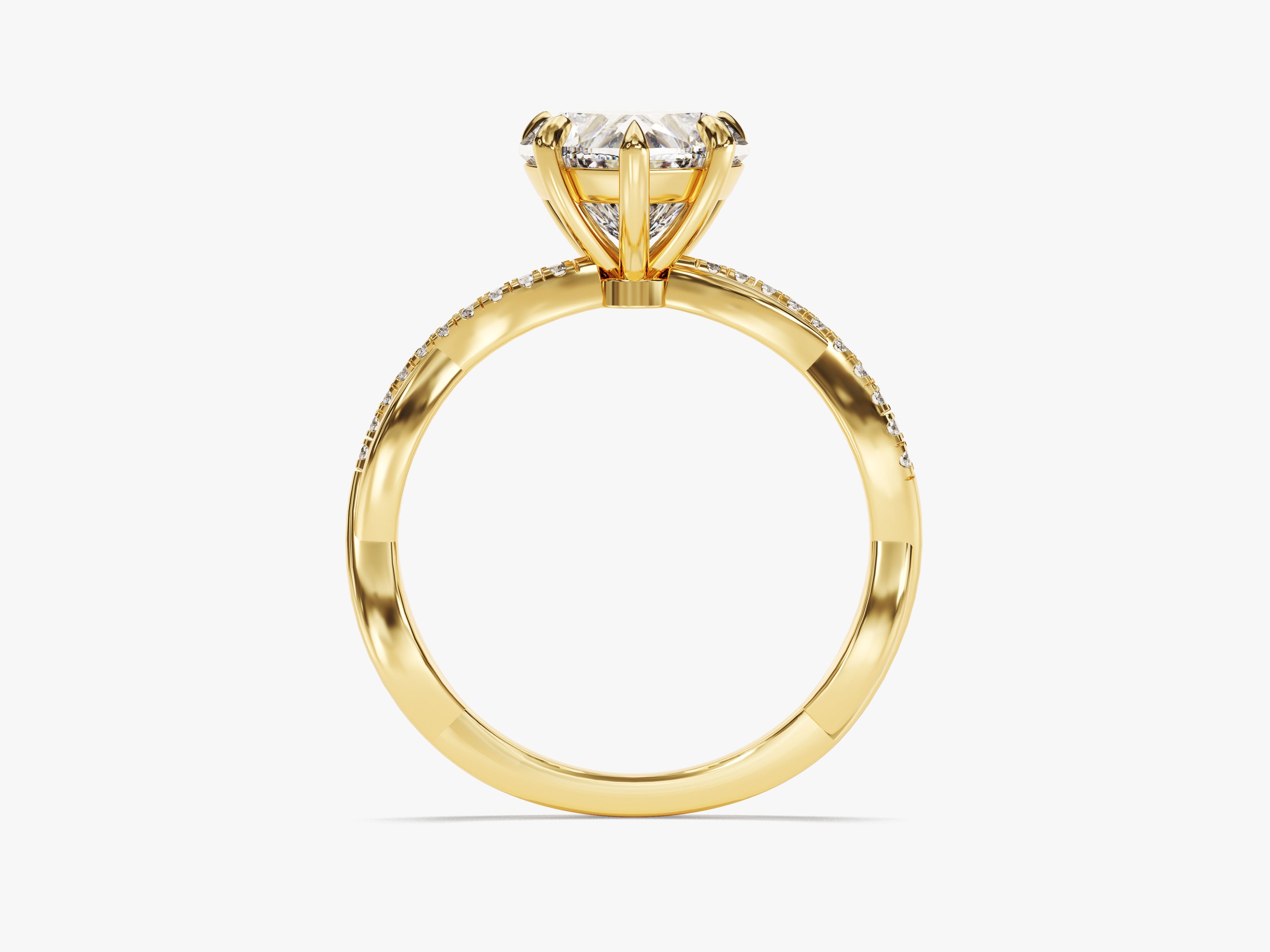 Heart Twisted Moissanite Engagement Ring with Pave Set Side Stones (2.00 CT)