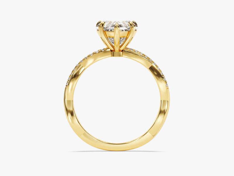 Heart Twisted Moissanite Engagement Ring with Pave Set Side Stones (2.00 CT)