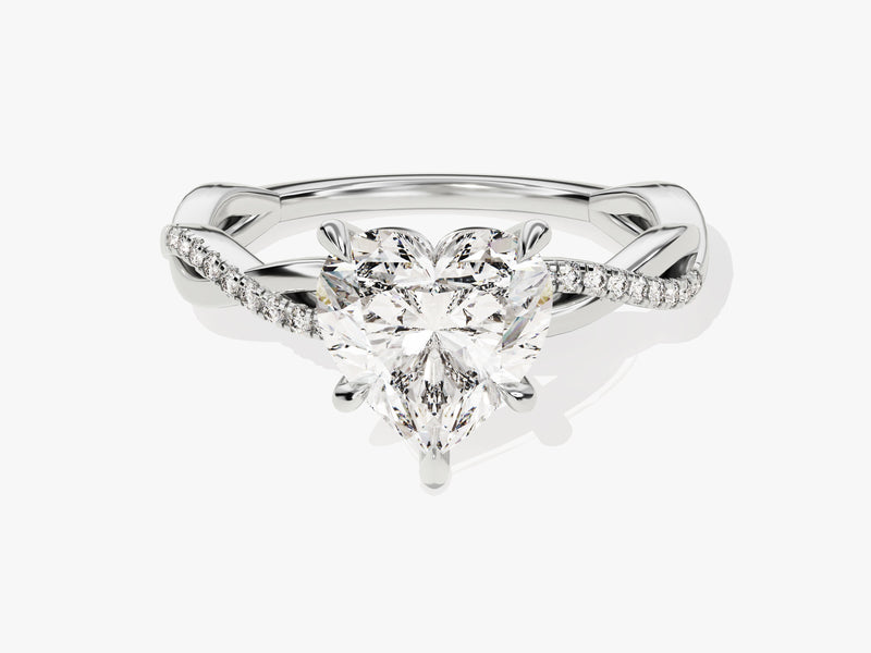 Heart Twisted Diamond Engagement Ring with Pave Set Side Stones (2.00 CT)