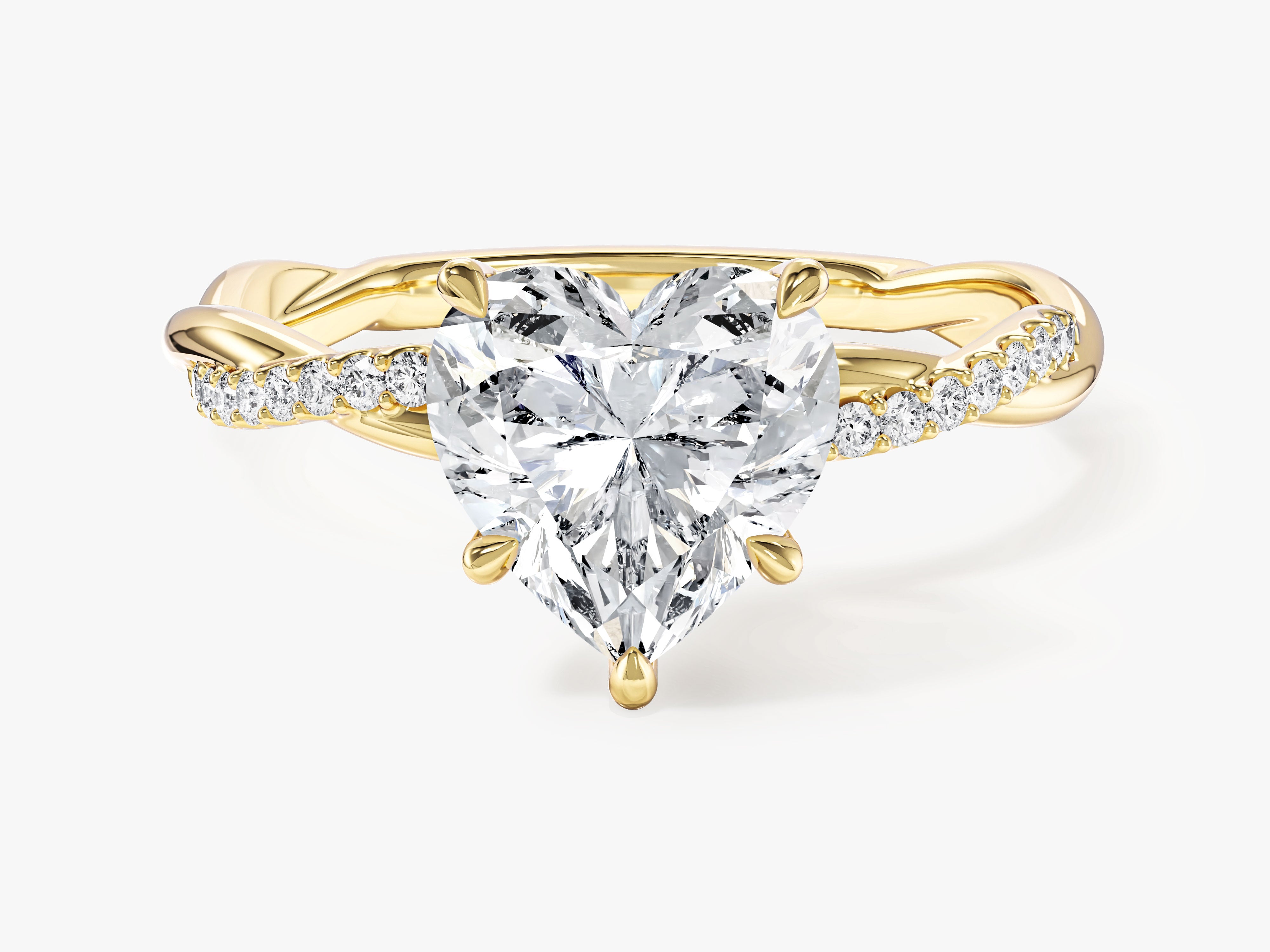 Heart Twisted Moissanite Engagement Ring with Pave Set Side Stones (2.00 CT)