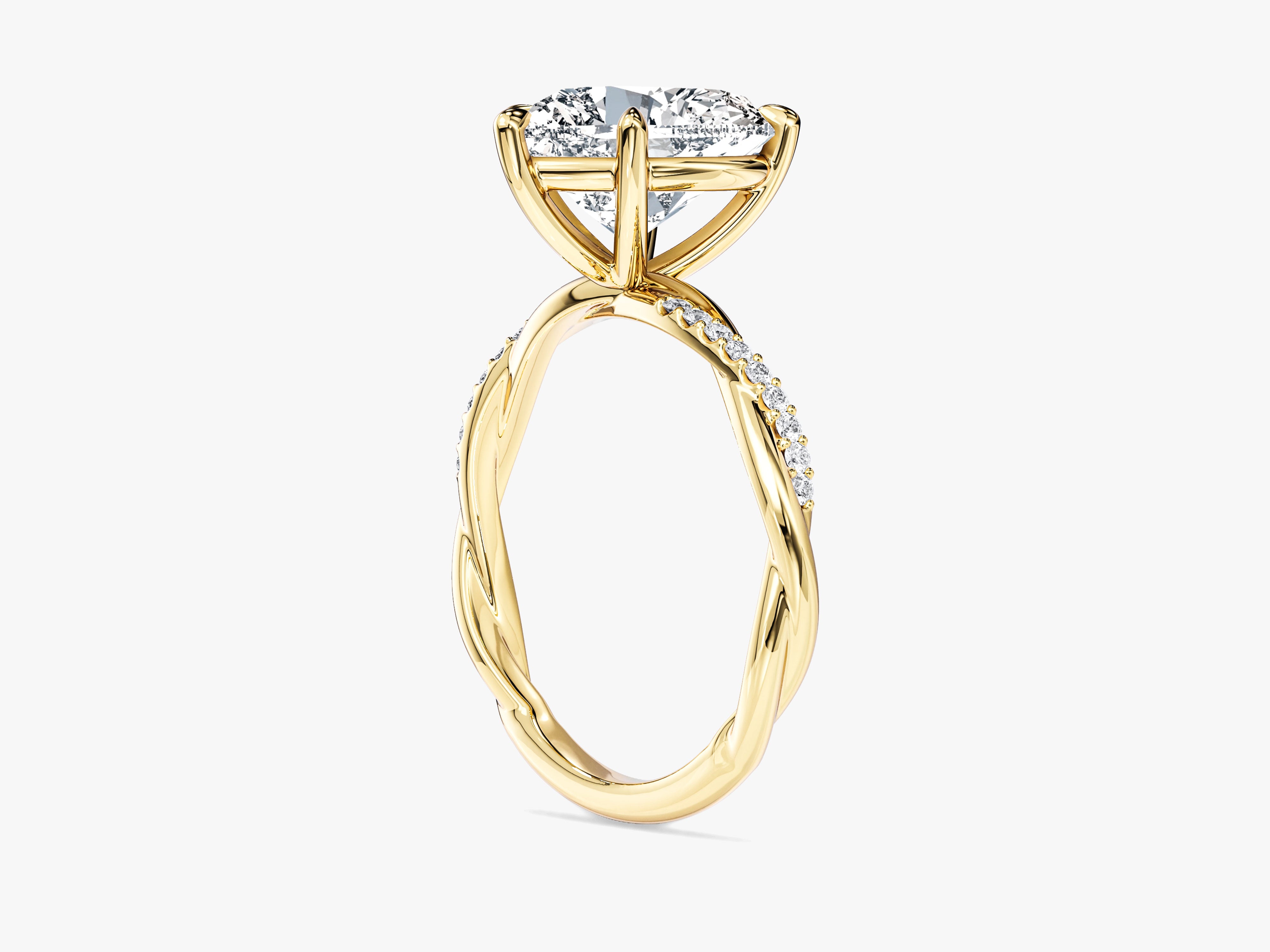 Heart Twisted Moissanite Engagement Ring with Pave Set Side Stones (3.00 CT)