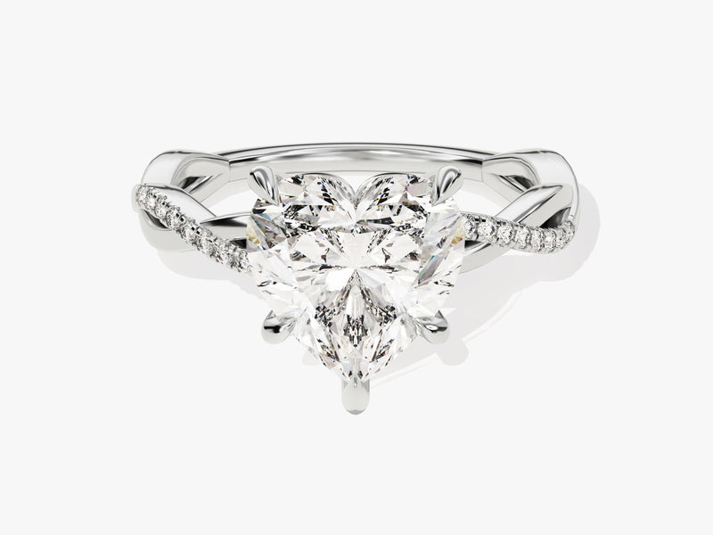 Heart Twisted Lab Grown Diamond Engagement Ring with Pave Set Side Stones (3.00 CT)