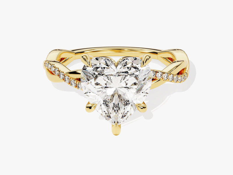 Heart Twisted Lab Grown Diamond Engagement Ring with Pave Set Side Stones (3.00 CT)