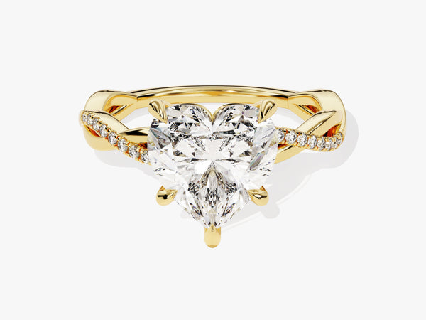 Heart Twisted Moissanite Engagement Ring with Pave Set Side Stones (3.00 CT)