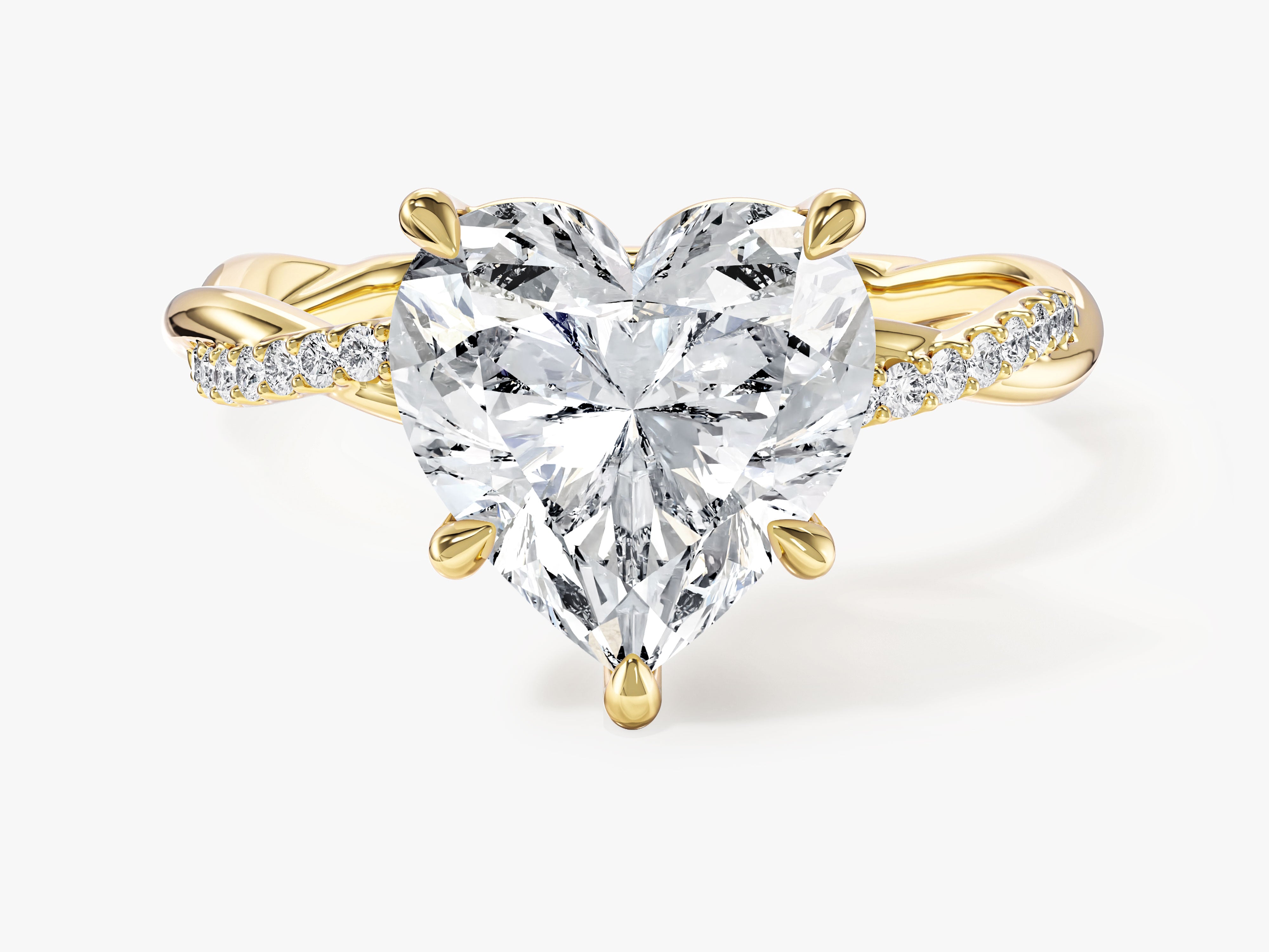 Heart Twisted Lab Grown Diamond Engagement Ring with Pave Set Side Stones (3.00 CT)