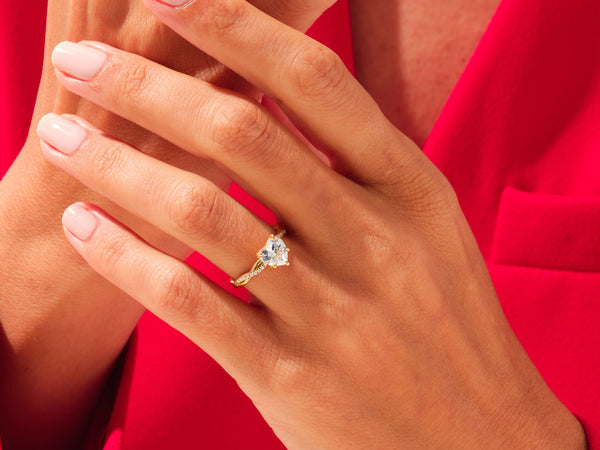 Heart Twisted Moissanite Engagement Ring with Pave Set Side Stones (3.00 CT)