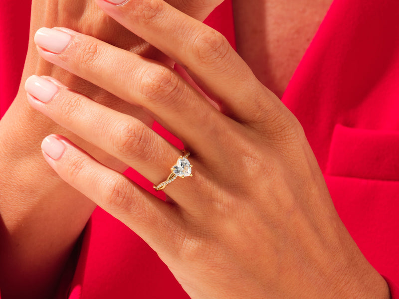 Heart Twisted Lab Grown Diamond Engagement Ring with Pave Set Side Stones (3.00 CT)