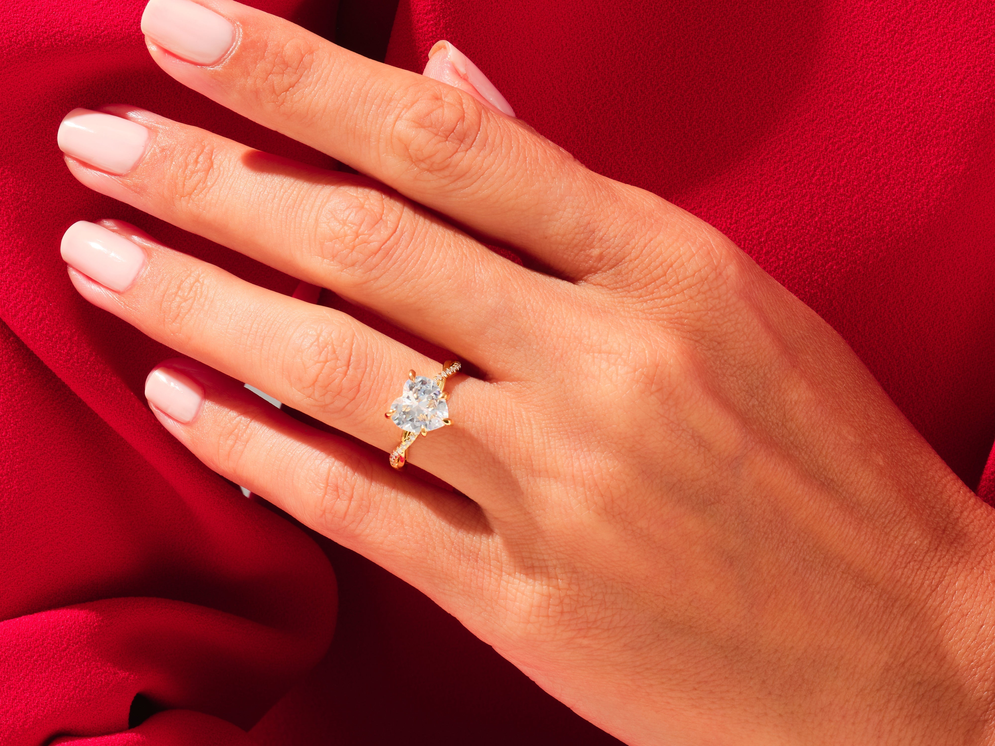 Heart Twisted Diamond Engagement Ring with Pave Set Side Stones (3.00 CT)