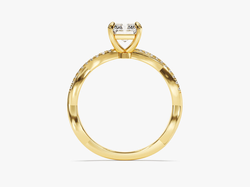 Radiant Twisted Diamond Engagement Ring with Pave Set Side Stones (1.00 CT)