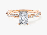 Radiant Twisted Lab Grown Diamond Engagement Ring with Pave Set Side Stones (1.00 CT)