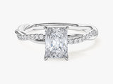 Radiant Twisted Lab Grown Diamond Engagement Ring with Pave Set Side Stones (1.00 CT)