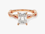 Radiant Twisted Diamond Engagement Ring with Pave Set Side Stones (1.50 CT)