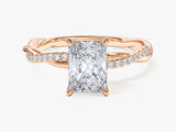 Radiant Twisted Lab Grown Diamond Engagement Ring with Pave Set Side Stones (1.50 CT)
