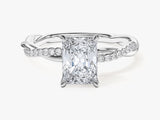 Radiant Twisted Lab Grown Diamond Engagement Ring with Pave Set Side Stones (1.50 CT)