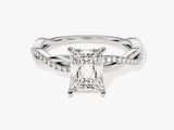 Radiant Twisted Moissanite Engagement Ring with Pave Set Side Stones (1.50 CT)