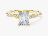 Radiant Twisted Lab Grown Diamond Engagement Ring with Pave Set Side Stones (1.50 CT)