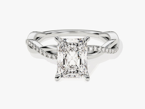 Radiant Twisted Diamond Engagement Ring with Pave Set Side Stones (2.00 CT)