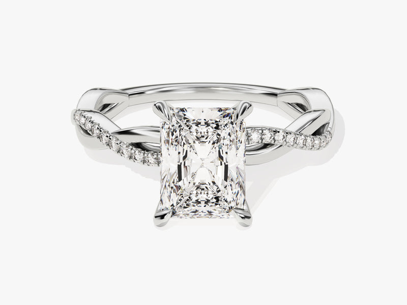 Radiant Twisted Diamond Engagement Ring with Pave Set Side Stones (2.00 CT)