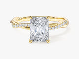 Radiant Twisted Lab Grown Diamond Engagement Ring with Pave Set Side Stones (2.00 CT)