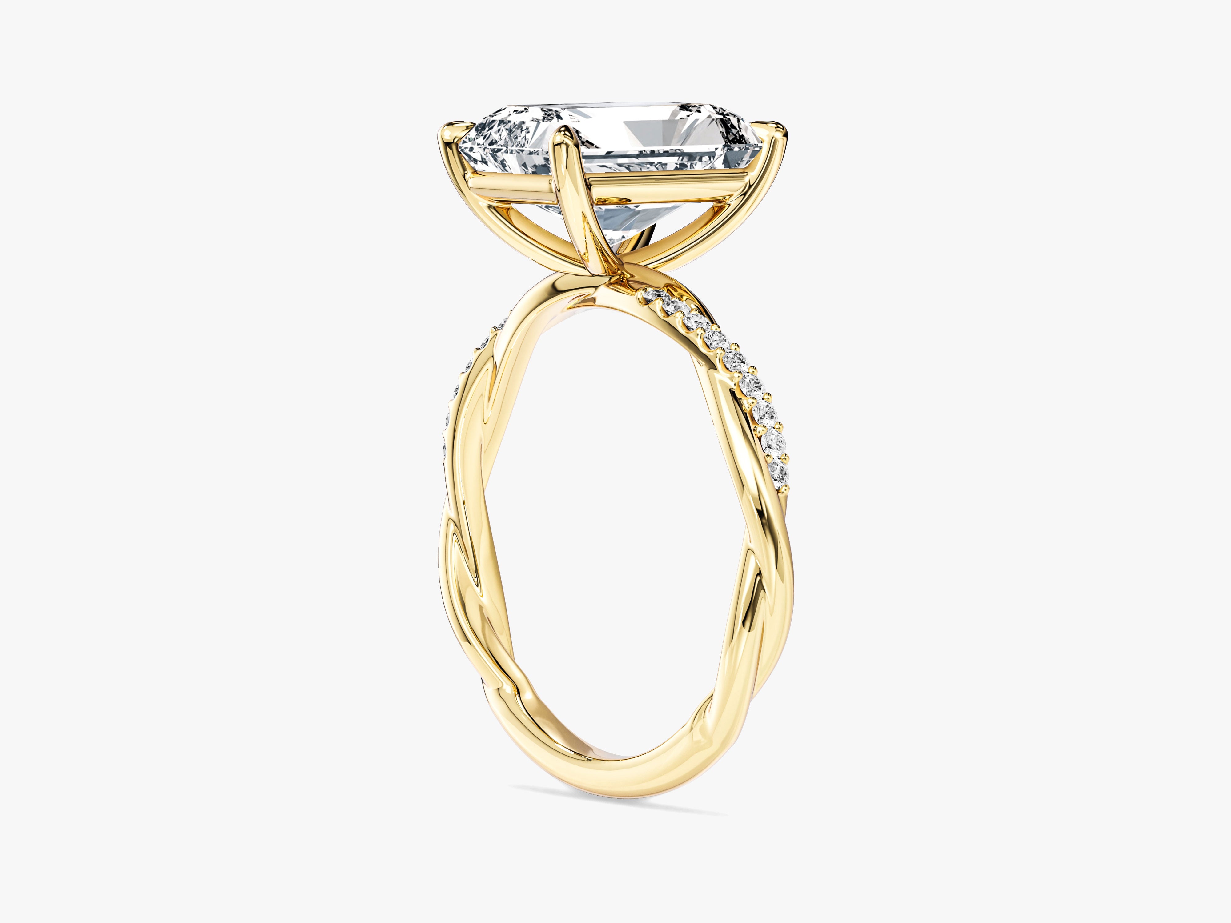 Radiant Twisted Moissanite Engagement Ring with Pave Set Side Stones (3.00 CT)