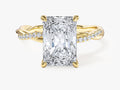 Radiant Twisted Lab Grown Diamond Engagement Ring with Pave Set Side Stones (3.00 CT)