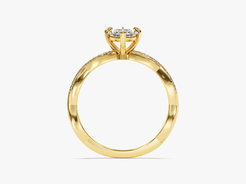 Marquise Twisted Diamond Engagement Ring with Pave Set Side Stones (1.00 CT)