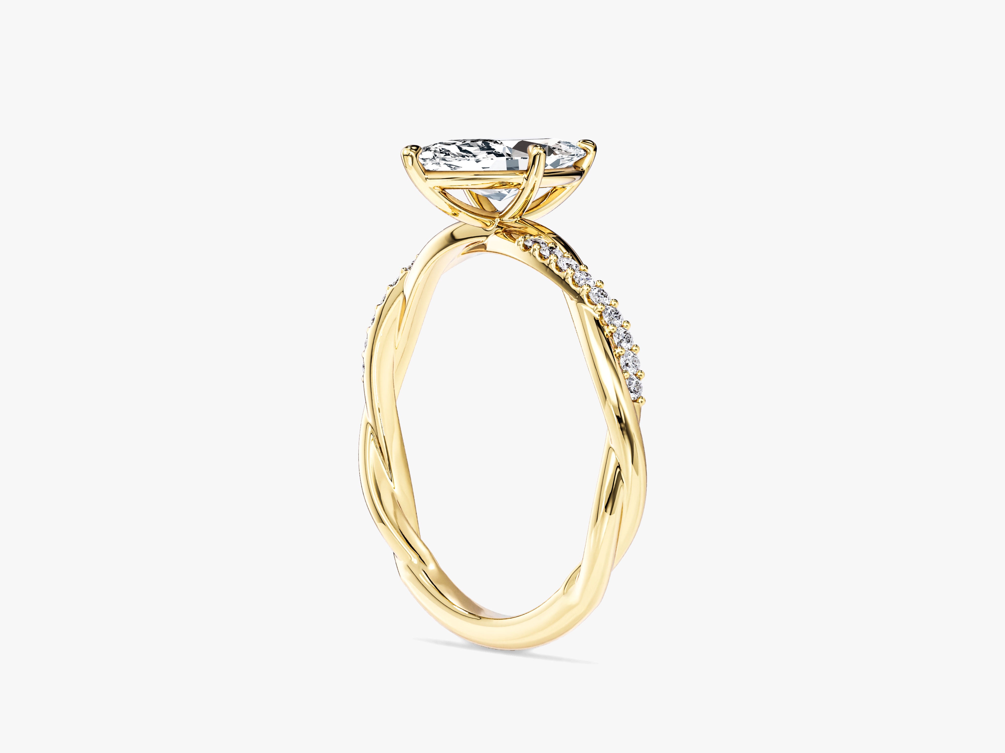 Marquise Twisted Moissanite Engagement Ring with Pave Set Side Stones (1.00 CT)
