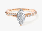 Marquise Twisted Moissanite Engagement Ring with Pave Set Side Stones (1.00 CT)