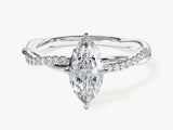 Marquise Twisted Moissanite Engagement Ring with Pave Set Side Stones (1.00 CT)